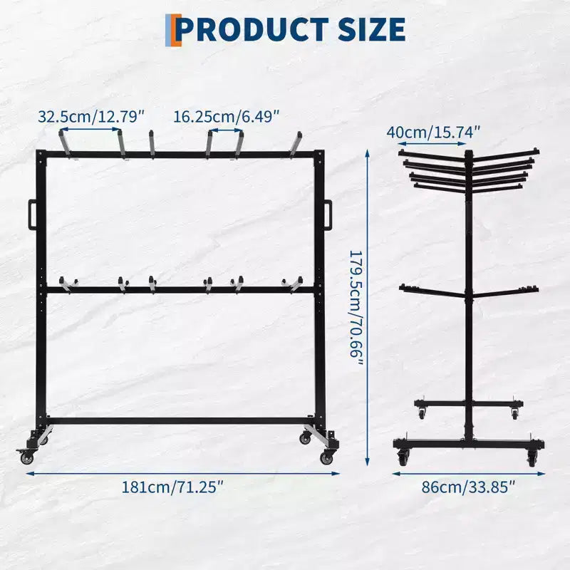 Chariot pliant en métal noir pour chaises et tables avec roulettes, double/simple couche, peut contenir 42 chaises ou 12 tables