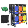 Folding Chair Rack with Wheels, Folding Chair and Table Cart for 42 Chairs or 12 Tables, Folding Chair Storage Dolly with Weatherproof Cover