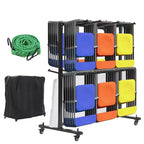 Folding Chair Rack with Wheels, Folding Chair and Table Cart for 42 Chairs or 12 Tables, Folding Chair Storage Dolly with Weatherproof Cover
