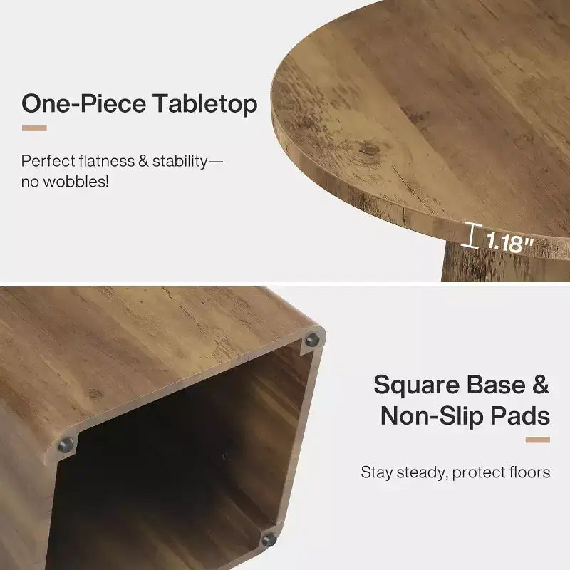 Table à manger ronde marron, en bois, 2 à 4 places