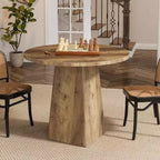 Table à manger ronde marron, en bois, 2 à 4 places