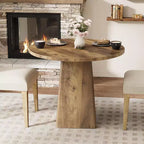 Table à manger ronde marron, en bois, 2 à 4 places