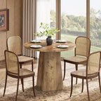 Table à manger ronde marron, en bois, 2 à 4 places