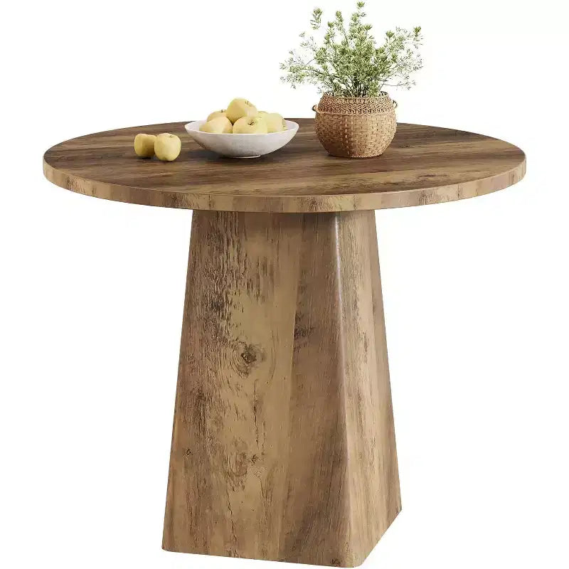 Table à manger ronde marron, en bois, 2 à 4 places