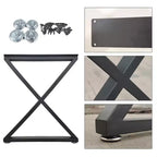 Pieds de table en fonte noire en forme de X, 71 cm H x 61 cm L, lot de 2
