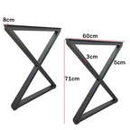 Pieds de table en fonte noire en forme de X, 71 cm H x 61 cm L, lot de 2