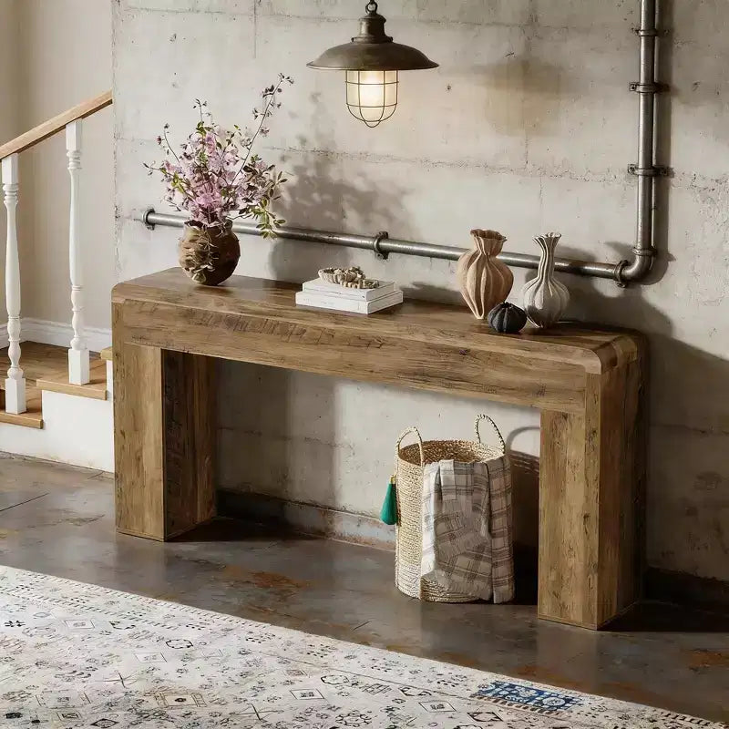 Console rectangulaire marron, montage par 1 personne, style rustique