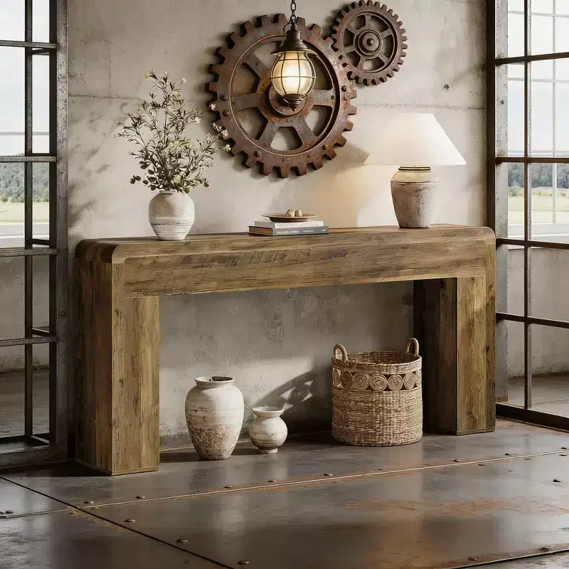 Console rectangulaire marron, montage par 1 personne, style rustique