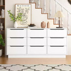 JVNOXK 62-inch modern tall nine-drawer cabinet, Floor-standing large wooden wardrobe and drawer unit, Suitable for living rooms, White