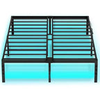 ACOINEL Bed Frame with LED Lights, Heavy Duty Metal Platform Bed with Charging Station (2 Outlets & 2 USB Ports),Black