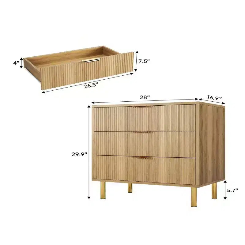 Commode noire à 3 tiroirs avec pieds en métal, 71 x 43 x 76 cm