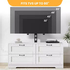 Meuble TV noir et blanc avec support réglable, 4 tiroirs, convient aux téléviseurs de 32" à 80", pour 1