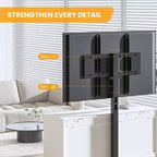 Meuble TV noir et blanc avec support réglable, 4 tiroirs, convient aux téléviseurs de 32" à 80", pour 1