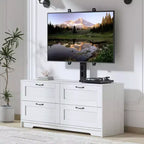 Meuble TV noir et blanc avec support réglable, 4 tiroirs, convient aux téléviseurs de 32" à 80", pour 1