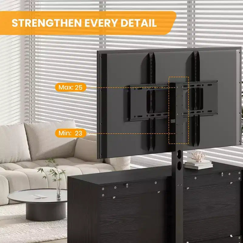 Meuble TV noir et blanc avec support réglable, 4 tiroirs, convient aux téléviseurs de 32" à 80", pour 1