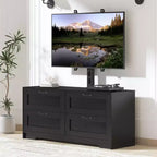 Meuble TV noir et blanc avec support réglable, 4 tiroirs, convient aux téléviseurs de 32" à 80", pour 1
