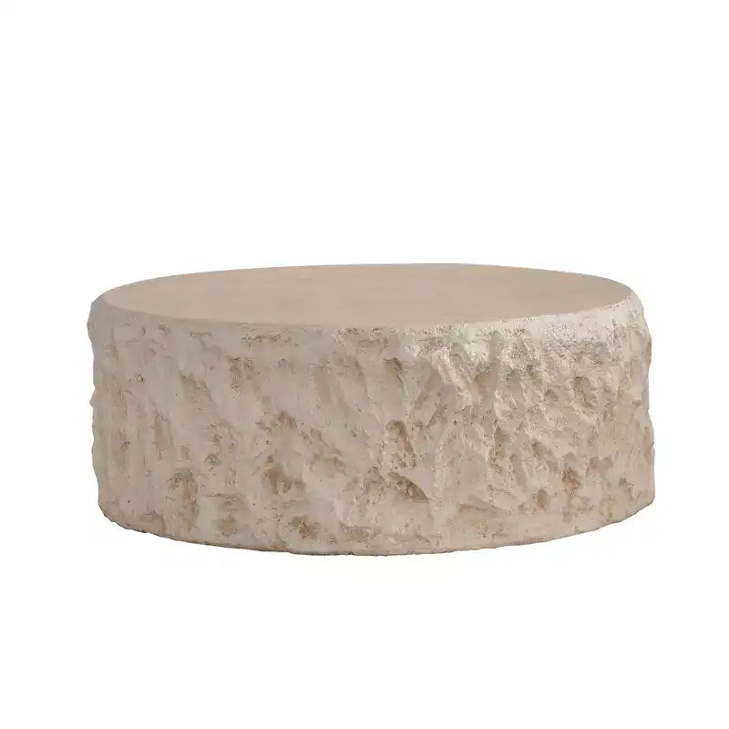 Table Basse Ronde Effet Pierre Beige pour 1 personne, 79,98 cm de diamètre