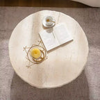 Table Basse Ronde Effet Pierre Beige pour 1 personne, 79,98 cm de diamètre