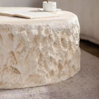 Table Basse Ronde Effet Pierre Beige pour 1 personne, 79,98 cm de diamètre