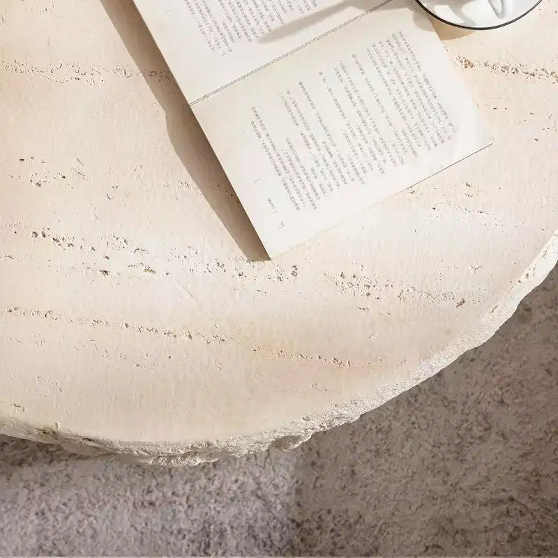 Table Basse Ronde Effet Pierre Beige pour 1 personne, 79,98 cm de diamètre