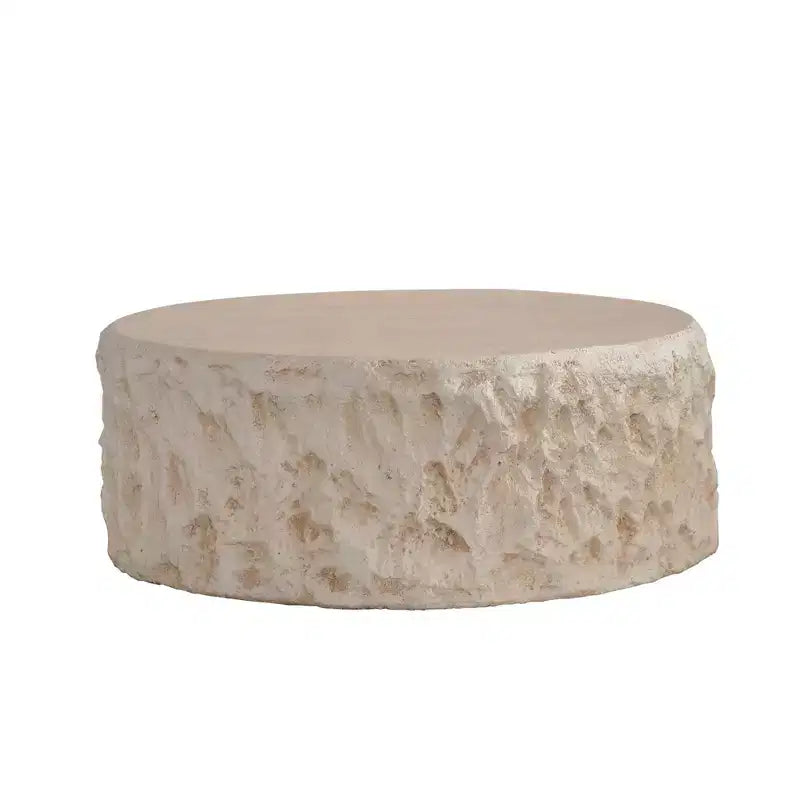 Table Basse Ronde Effet Pierre Beige pour 1 personne, 79,98 cm de diamètre