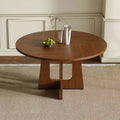JVNOXK 47-inch Farmhouse-Style Kitchen Dining Table, Round for 4 People, Wood Grain Finish, Suitable for Dining Room or Kitchen, Walnut