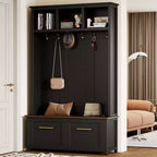 GDFStudio Jocelyn 4-in-1 Hall Tree with 6 Hooks and Storage Bench