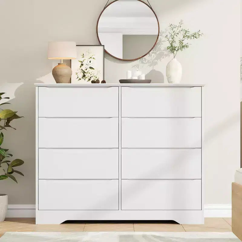 Commode double à 8 tiroirs, noir/blanc