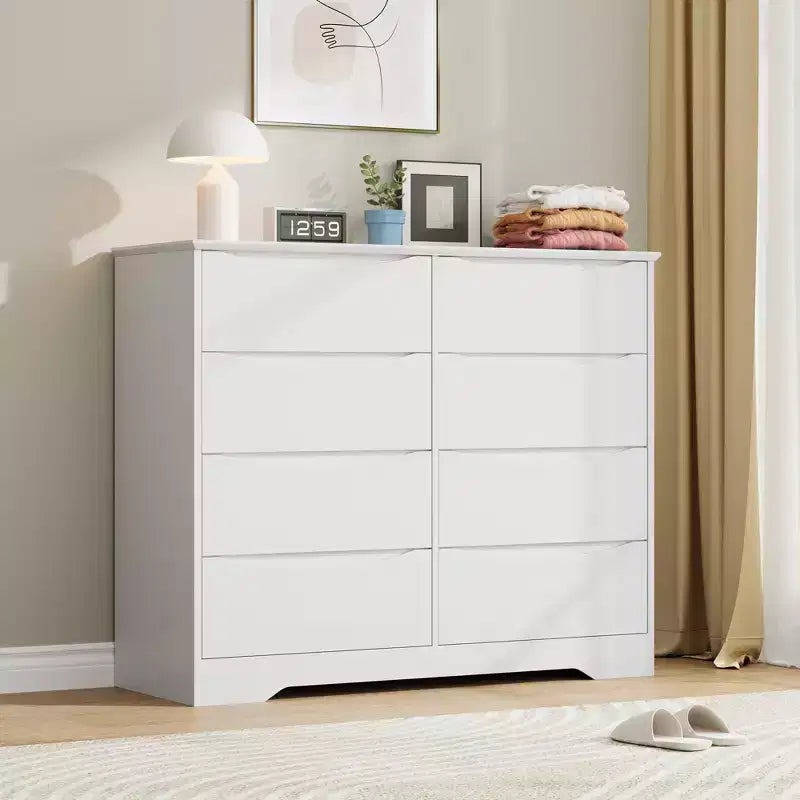 8-Drawer Wooden Dresser, Large Chest of Drawers with Wide Top, Spacious Storage Organizer for Bedroom, Living Room, Hallway & Kids Room