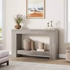 Console à 2 niveaux de 47 po avec étagère de rangement, style rustique
