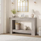 Console à 2 niveaux de 47 po avec étagère de rangement, style rustique