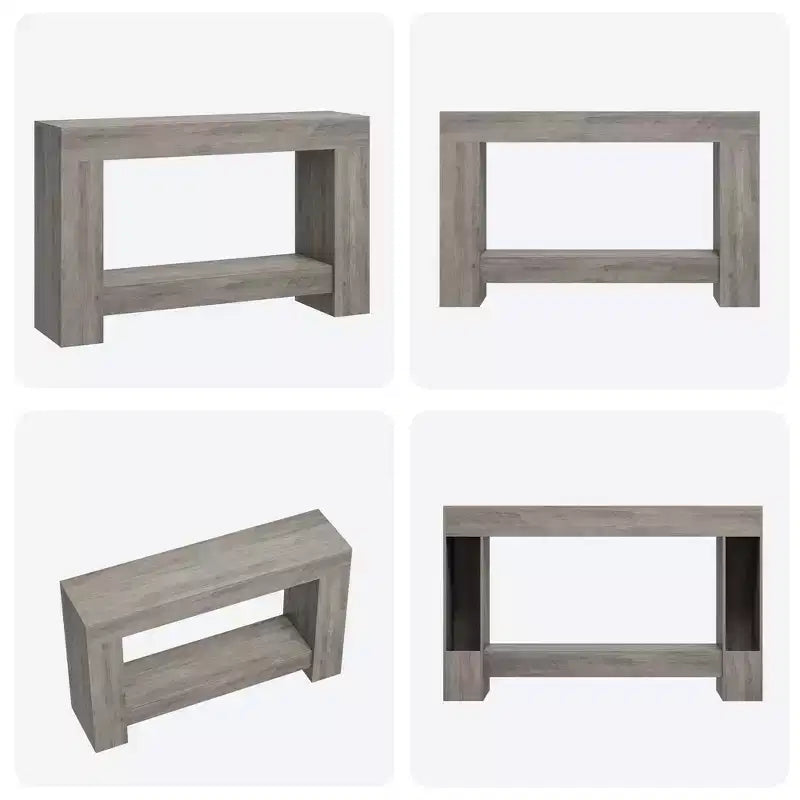 Console à 2 niveaux de 47 po avec étagère de rangement, style rustique