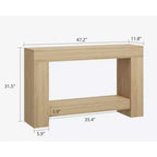 Console à 2 niveaux de 47 po avec étagère de rangement, style rustique