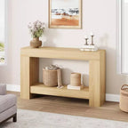 Console à 2 niveaux de 47 po avec étagère de rangement, style rustique