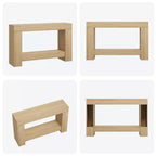 Console à 2 niveaux de 47 po avec étagère de rangement, style rustique