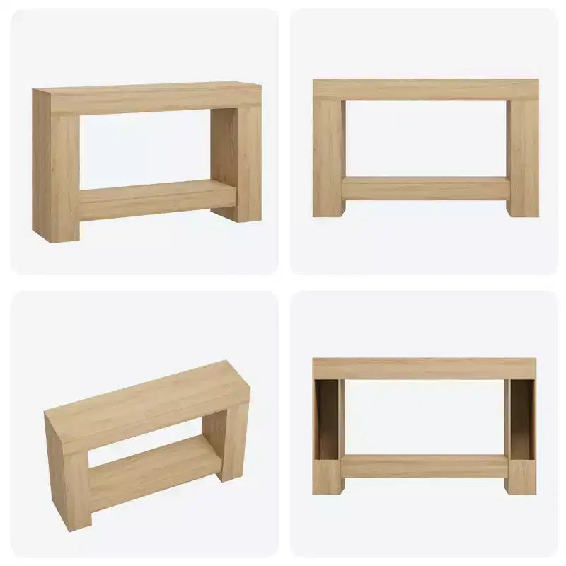 Console à 2 niveaux de 47 po avec étagère de rangement, style rustique