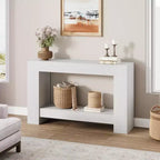 Console à 2 niveaux de 47 po avec étagère de rangement, style rustique