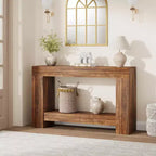 Console à 2 niveaux de 47 po avec étagère de rangement, style rustique