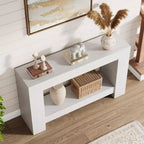 Console à 2 niveaux de 47 po avec étagère de rangement, style rustique