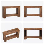 Console à 2 niveaux de 47 po avec étagère de rangement, style rustique