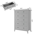 Commode haute 5 tiroirs – Noir / Gris / Blanc, 1 personne