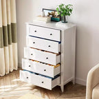 Commode haute 5 tiroirs – Noir / Gris / Blanc, 1 personne