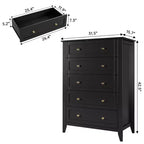 Commode haute 5 tiroirs – Noir / Gris / Blanc, 1 personne