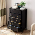 Commode haute 5 tiroirs – Noir / Gris / Blanc, 1 personne