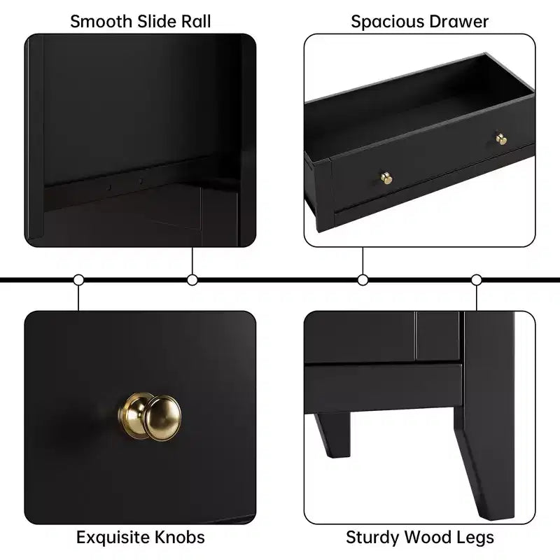 Commode haute 5 tiroirs – Noir / Gris / Blanc, 1 personne