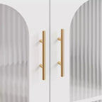 Meuble de rangement blanc à 2 portes en verre ondulé et étagères ouvertes, 2 niveaux (lot de 2)