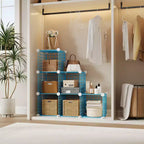 Étagère modulaire à 6 cubes en treillis métallique – Noir, bleu, gris, rose et blanc | Rangement DIY pour 1