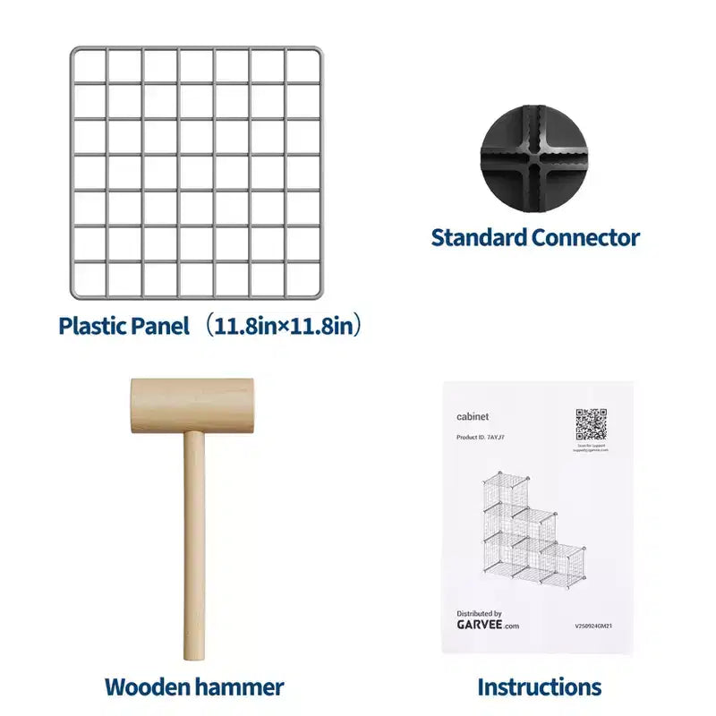 Étagère modulaire à 6 cubes en treillis métallique – Noir, bleu, gris, rose et blanc | Rangement DIY pour 1