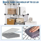 Étagère modulaire à 6 cubes en treillis métallique – Noir, bleu, gris, rose et blanc | Rangement DIY pour 1