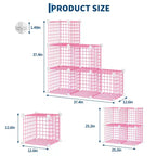 Étagère modulaire à 6 cubes en treillis métallique – Noir, bleu, gris, rose et blanc | Rangement DIY pour 1